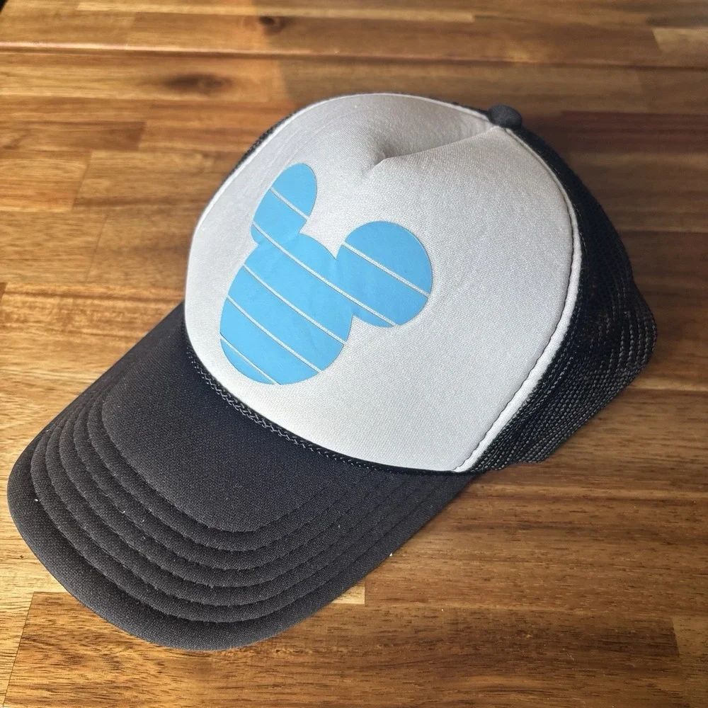 Vintage Disneyland Mickey Mouse Hat Cap Blue Black Retro Disney world Vacation